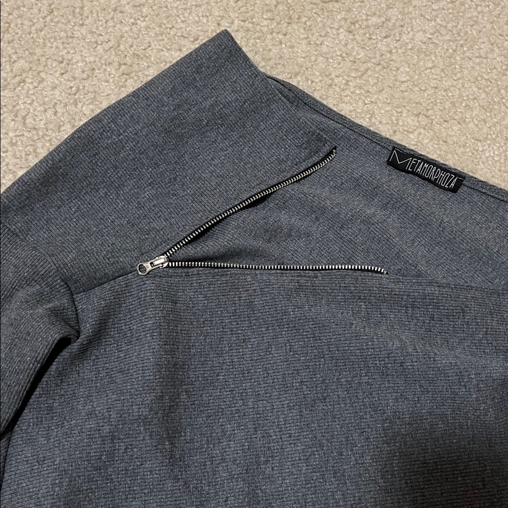 Metamorphoza Asymmetrical Tunic Top Off Shoulder Zipper M - Picture 9 of 11